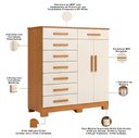 Ver imagem 5 de Cômoda Sapateira para Quarto 2 Portas 8 Gavetas Vercelli A04 Cinamomo Off White - Lyam Decor
