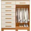 Ver mais imagens de Cômoda Sapateira para Quarto 2 Portas 8 Gavetas Vercelli A04 Cinamomo Off White - Lyam Decor