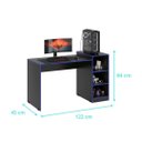 Ver imagem 4 de Mesa Gamer Zetra Escrivaninha com Nichos Azul e Preto