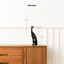 Escultura Estátua Decorativa Cachorro Minimalista 36cm:preto Fosco - 3