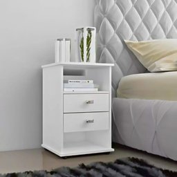 Mesa de Cabeceira com Prateleira Gavetas Pés Londres Branca - 1