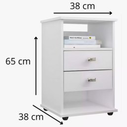 Mesa de Cabeceira com Prateleira Gavetas Pés Londres Branca - 2