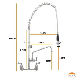 Misturador Profissional Pré Lavagem Esguicho e Bica Parede - 5