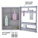 Ver imagem 5 de Armário Banheiro Espelheira Sobrepor  Cinza | Com Perfil de Alumínio | 36x10x45cm | 01 Porta | Astra