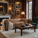 Ver imagem 2 de Sofá 3 Lugares Chesterfield Couro Natural:457conhaque