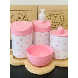 Kit Higiene Poa Baby - Rosa C/bandeja Nuvem Crua - 1