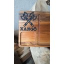 Ver imagem 2 de Tábua de Corte Churrasco Madeira Teca com Entalhe Xangô.