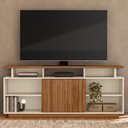 Ver imagem 2 de Rack Bancada Salvador 160cm Pérola Metalizado/amêndoa para Tv até 65” - Mobler