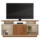 Ver imagem 1 de Rack Bancada Salvador 160cm Pérola Metalizado/amêndoa para Tv até 65” - Mobler
