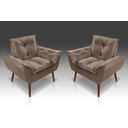 Ver imagem 1 de Kit 02 Poltrona Opala C/fibra Siliconada Suede Capuccino - Tucanos Estofados