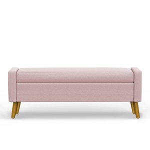 Recamier Bau Londres 1,20m Suede Rosa Bebe - Clique Decor Clique Decorações