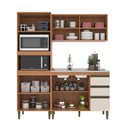 Ver imagem 3 de Cozinha Compacta Cecilia 7 Portas 3 Gavetas com Vidro Freijó/off White - Jcarvalho