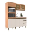 Ver imagem 2 de Cozinha Compacta Cecilia 7 Portas 3 Gavetas com Vidro Freijó/off White - Jcarvalho