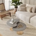 Ver imagem 1 de Kit 2 Mesas de Centro para Sala Design Orgânica Gaia com Metal Dourado e MDF Ópera