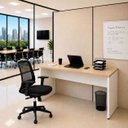Ver imagem 4 de Conjunto Mesa de Escritório 140x60cm + Cadeira Ergonômica Sistema Syncron Pistão Classe 4 Reclinável
