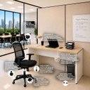 Ver imagem 6 de Conjunto Mesa de Escritório 140x60cm + Cadeira Ergonômica Sistema Syncron Pistão Classe 4 Reclinável