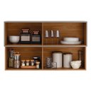 Ver imagem 2 de Armário Aéreo Proença 120cm Basculante 1 Porta Mdf e 1 Porta Ripada Nogueira Touch/nude Prime Tx