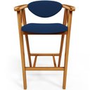 Ver imagem 6 de Kit 05 Banquetas Alta Cozinha Bancada Bar Sala de Jantar Fixa Cecília L02 Suede Azul Marinho - Lyam