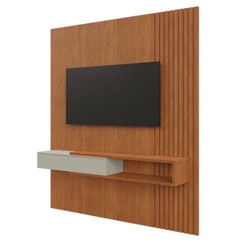 Painel Ímperium Ripado para TV 65" com Nicho Mavaular:Naturalle/Off
