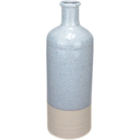 Vaso Decorativo Enfeite Casa Garrafa Home&Co Cerâmica 44x15x15cm Cinza
