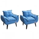 Ver imagem 1 de Kit 02 Poltrona Opala Azul Linho