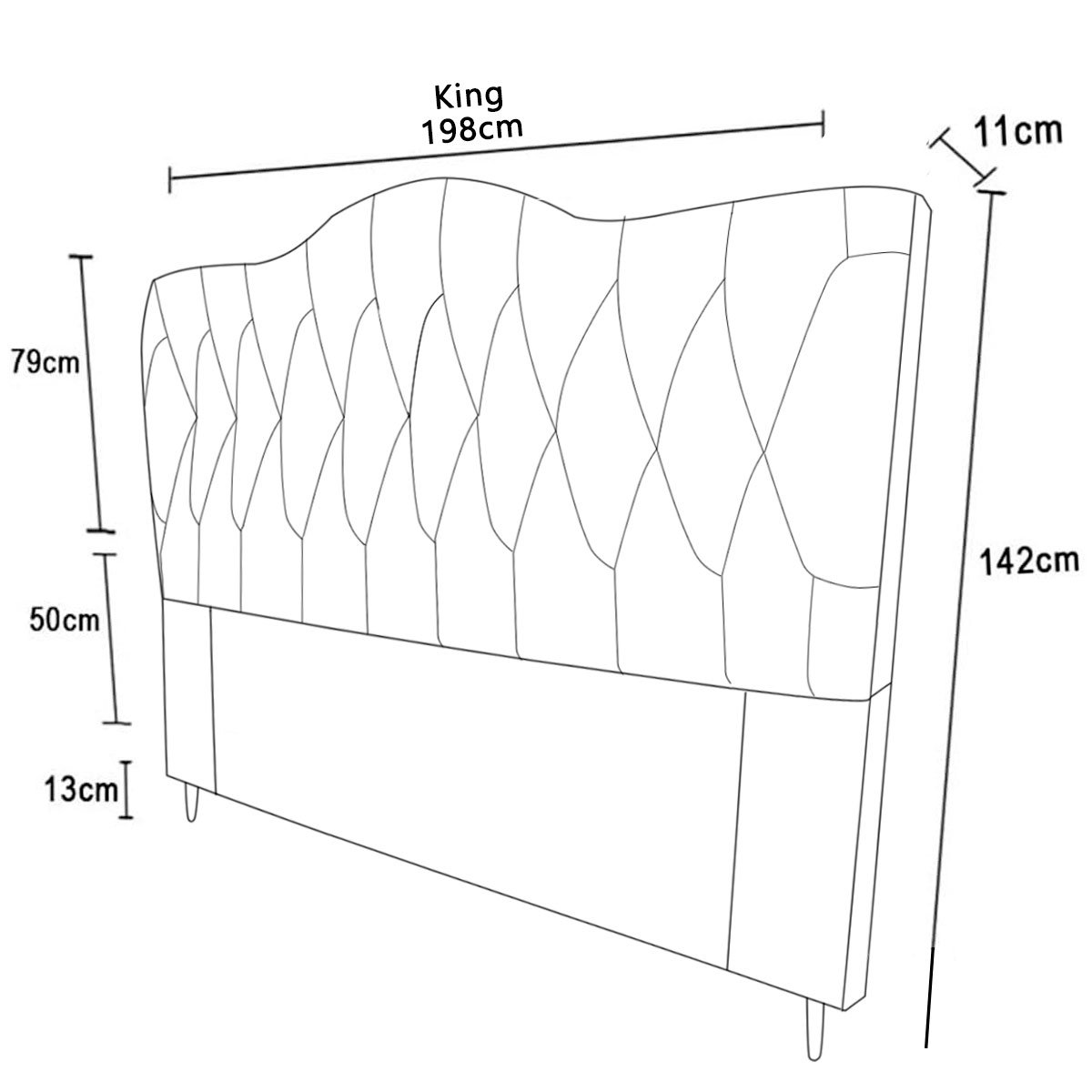 Cabeceira King Size Cama Box de Casal Quarto Estofada Barcelona 198cm:corino Bege Claro - 4