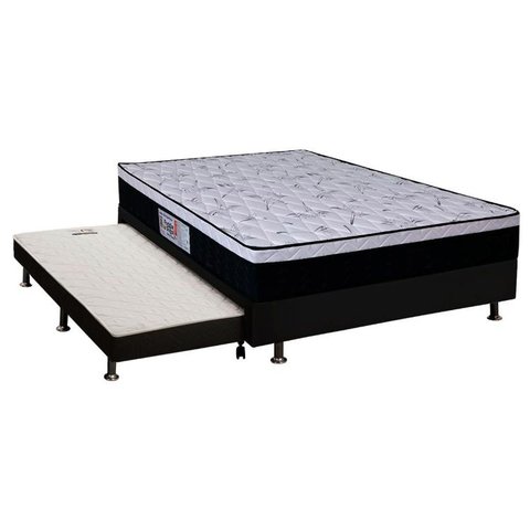 Cama Box c/Auxiliar Casal: Colchão Ortopédico Orthoflex Foggia Sogni + Base CRC Courano Black(138x18