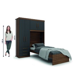 Guarda Roupa Solteiro com Cama e Baú 4 Portas 3 Gavetas Advantage Batrol - 5