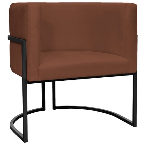 Poltrona Decorativa para Recepção Luna Suede Base de Ferro Preto