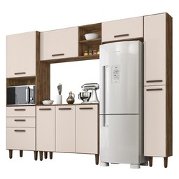 Cozinha Compacta 6 Peças 9 Portas 2 Gavetas Micaella I03 Teka/Champagne - Mpozenato - 1 Cozinha Compacta 6 Peças 9 Portas 2 Gavetas Micaella I03 Teka/Champagne - Mpozenato - 1