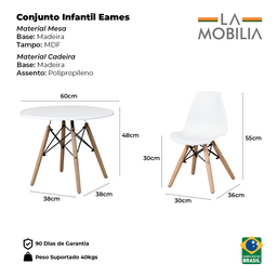 Conjunto Infantil Mesa Eames Branca 60cm com 2 Cadeiras Rosa - 8
