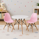 Ver imagem 1 de Conjunto Infantil Mesa Eames Branca 60cm com 2 Cadeiras Rosa