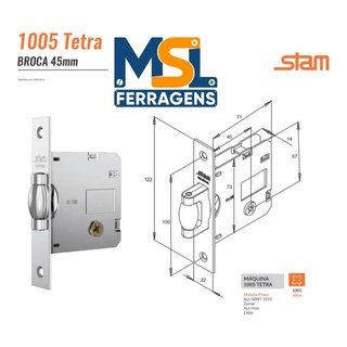 Fechadura Porta Pivotante Rolete Tetra Stam 1005 Quadrada - 2