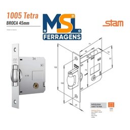 Fechadura Porta Pivotante Rolete Tetra Stam 1005 Quadrada - 2