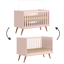 Jogo de Quarto Infantil Bebê Melinda Cômoda e Berço Mini Cama Rosê - Phoenix Baby - 2