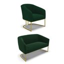 Ver imagem 1 de Sofá Namoradeira e Poltrona Industrial Dourado Stella Bouclê Verde D03 - D'Rossi