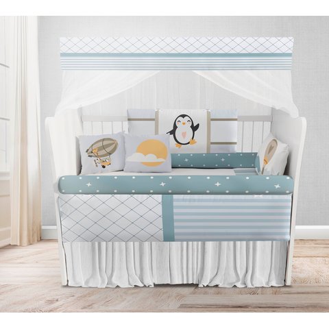 Kit Berço Enxoval de Bebê Safari Balões Azul