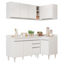 Ver imagem 2 de Armário de Cozinha Modulado de Canto Esquerdo 4 Peças Cp47 Balcão com Tampo Branco - Lumil Lumil Móv