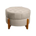 Ver imagem 2 de Puff Estilo Pés de Madeira Maciça Suede Bege