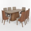 Ver imagem 2 de Conjunto Mesa Olívia 200cm com Vidro 08 Cadeiras Ivy Marrom/Nature/Caramelo/Creme