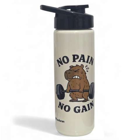 Garrafa Água Squeeze Capivara Treino no Pain 700ml Academia Preta