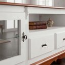 Ver imagem 4 de Rack para TV até 75 Polegadas 195cm 2 Portas Vidro 2 Gavetas Prateleira Interna Pés Luis Xv
