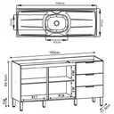 Ver imagem 4 de Balcão Gabinete com Pia Inox 160cm Charm K02 Freijó - Mpozenato