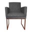 Ver imagem 2 de Poltrona Decorativa Klara Suede Cinza Base Industrial Cobre - Vallisa Decor