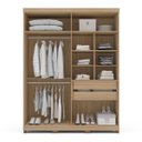 Ver imagem 3 de Roupeiro Barcelona MDF 4 Portas 180x235,5cm Carvalho/Off White 250707