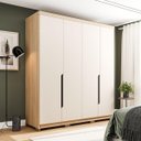 Ver imagem 1 de Roupeiro Barcelona MDF 4 Portas 180x235,5cm Carvalho/Off White 250707