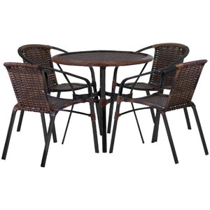 Kit 4 Cadeiras Alumínio e Mesa Tampo Varanda Piscina Jardim Trama Original