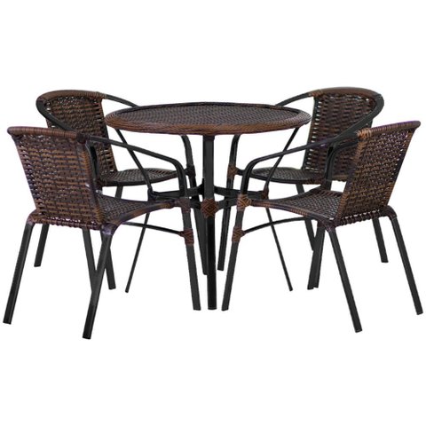 Kit 4 Cadeiras Alumínio e Mesa Tampo Varanda Piscina Jardim Trama Original