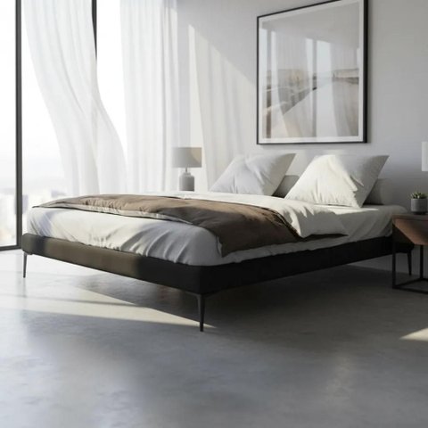 Cama Queen Base Box 158cm Pés Ferro Susano Veludo Preto Z04 - Mpozenato
