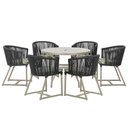 Ver imagem 1 de Mesa e 6 Cadeiras de Jantar Noronha Fendi E5 Trama Original Preto
